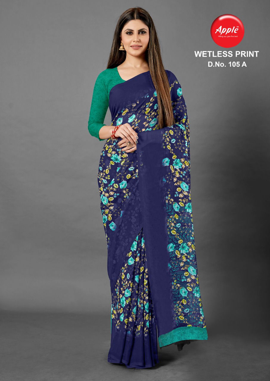 Apple Wetless Print 105  Latest Fancy Designer Ethnic Regular Wear Printed Georgette Saree Collection 